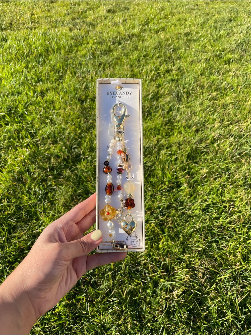 Eye Candy Los Angeles Brown Yellow Bag Charm